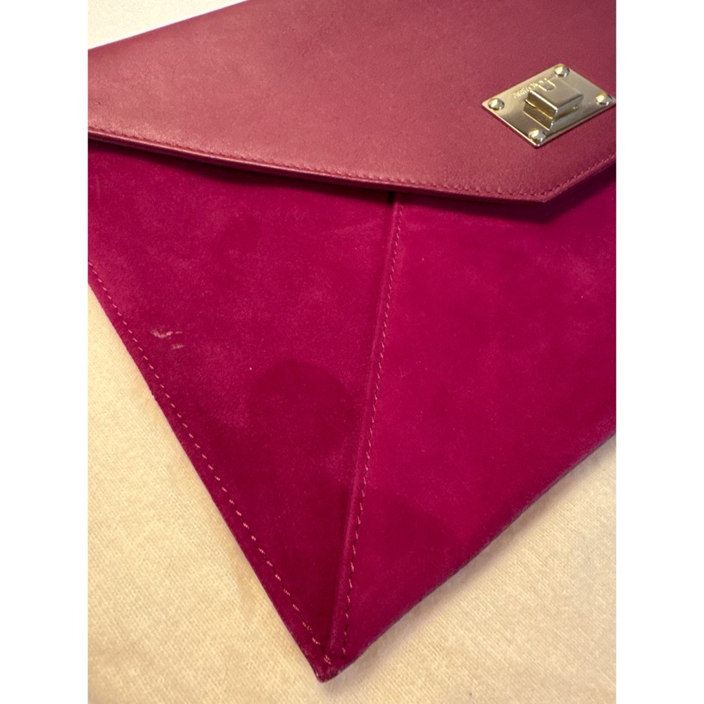 Jimmy Choo Burgundy Leather & Suede Envelope Clutch - Picture 6 of 6